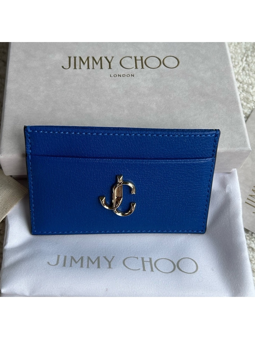 Jimmy Choo Ultraviolet Blue Leather Card Holder NEW